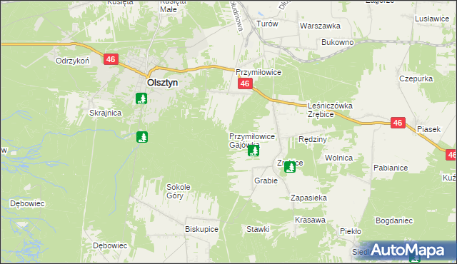 mapa Przymiłowice Gajówka, Przymiłowice Gajówka na mapie Targeo