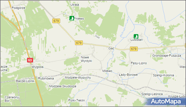 mapa Puchały gmina Łomża, Puchały gmina Łomża na mapie Targeo