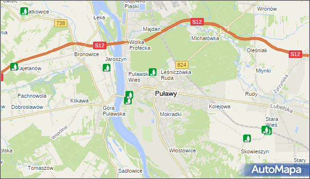 mapa Puław, Puławy na mapie Targeo