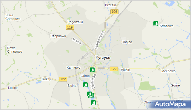 mapa Pyrzyce, Pyrzyce na mapie Targeo