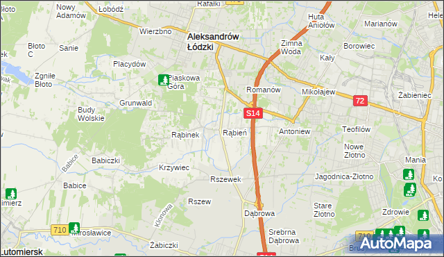 mapa Rąbień, Rąbień na mapie Targeo