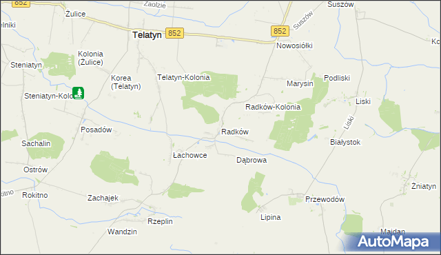 mapa Radków gmina Telatyn, Radków gmina Telatyn na mapie Targeo