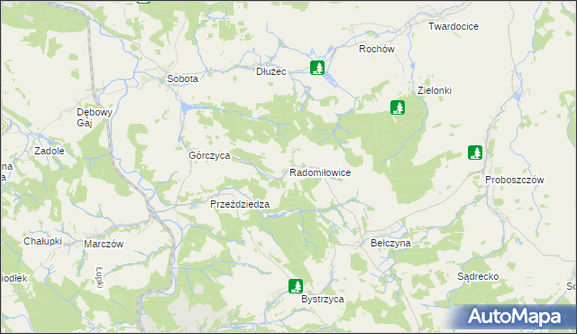 mapa Radomiłowice, Radomiłowice na mapie Targeo