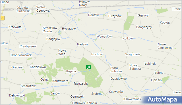 mapa Rochów gmina Grabów, Rochów gmina Grabów na mapie Targeo