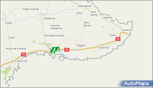 mapa Rogalin gmina Horodło, Rogalin gmina Horodło na mapie Targeo