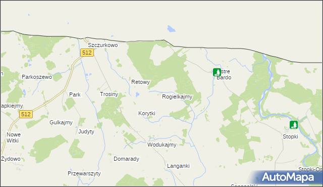 mapa Rogielkajmy, Rogielkajmy na mapie Targeo