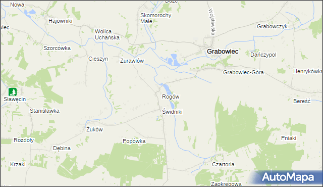 mapa Rogów gmina Grabowiec, Rogów gmina Grabowiec na mapie Targeo