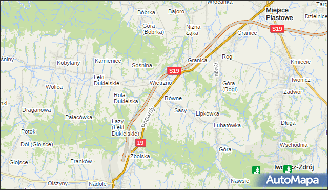 mapa Równe gmina Dukla, Równe gmina Dukla na mapie Targeo