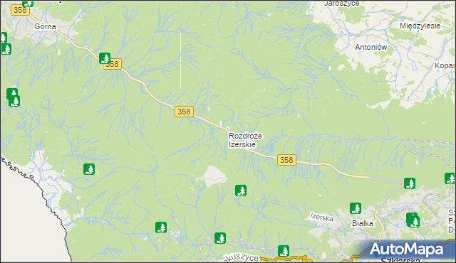 mapa Rozdroże Izerskie, Rozdroże Izerskie na mapie Targeo