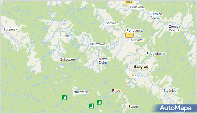 mapa Roztoki Dolne, Roztoki Dolne na mapie Targeo