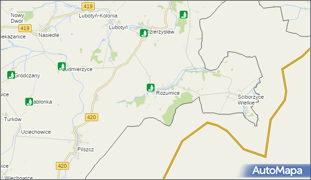 mapa Rozumice, Rozumice na mapie Targeo