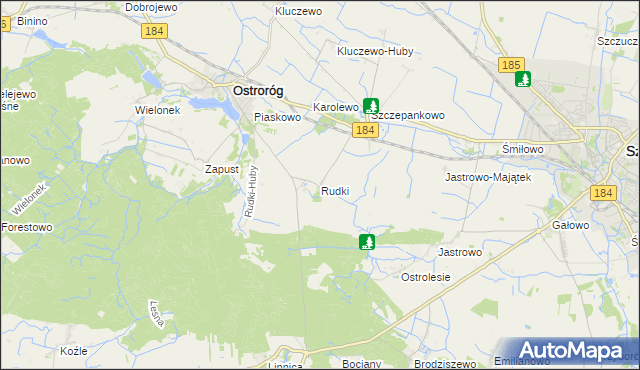 mapa Rudki gmina Ostroróg, Rudki gmina Ostroróg na mapie Targeo