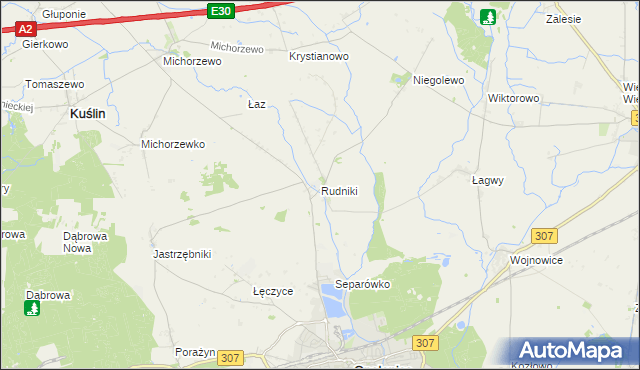 mapa Rudniki gmina Opalenica, Rudniki gmina Opalenica na mapie Targeo