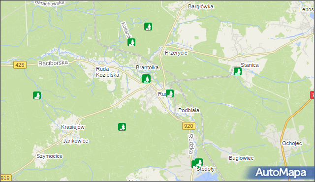 mapa Rudy gmina Kuźnia Raciborska, Rudy gmina Kuźnia Raciborska na mapie Targeo