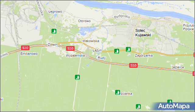 mapa Rudy gmina Solec Kujawski, Rudy gmina Solec Kujawski na mapie Targeo