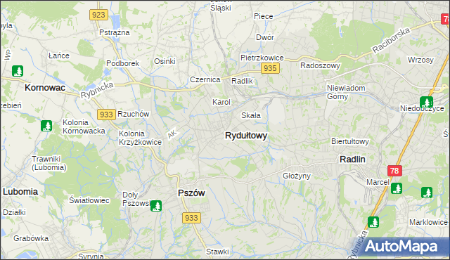 mapa Rydułtowy, Rydułtowy na mapie Targeo
