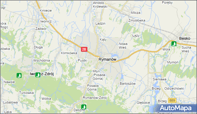 mapa Rymanów, Rymanów na mapie Targeo