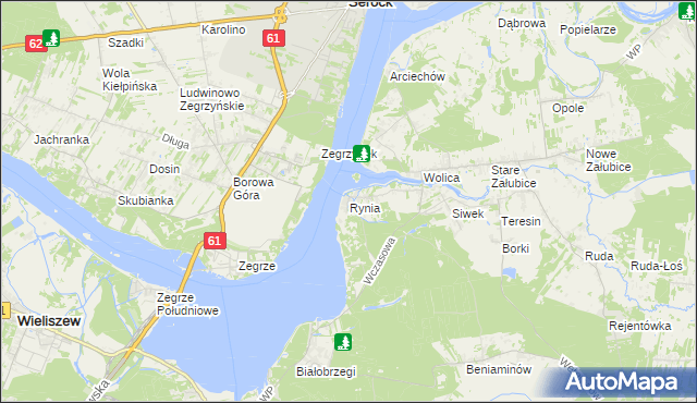 mapa Rynia gmina Nieporęt, Rynia gmina Nieporęt na mapie Targeo
