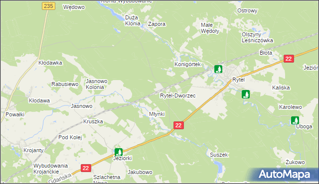 mapa Rytel-Dworzec, Rytel-Dworzec na mapie Targeo