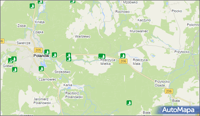 mapa Rzeczyca Wielka, Rzeczyca Wielka na mapie Targeo