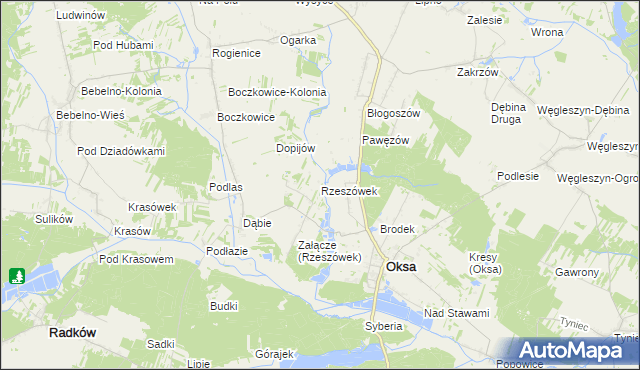 mapa Rzeszówek gmina Oksa, Rzeszówek gmina Oksa na mapie Targeo