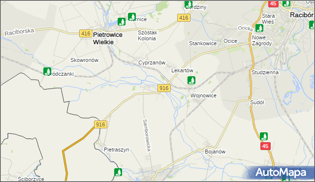 mapa Samborowice gmina Pietrowice Wielkie, Samborowice gmina Pietrowice Wielkie na mapie Targeo