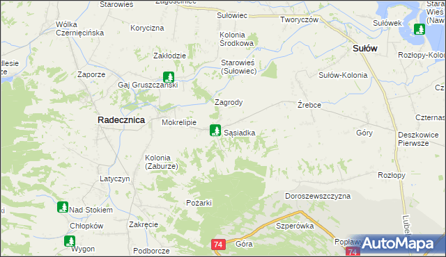 mapa Sąsiadka, Sąsiadka na mapie Targeo