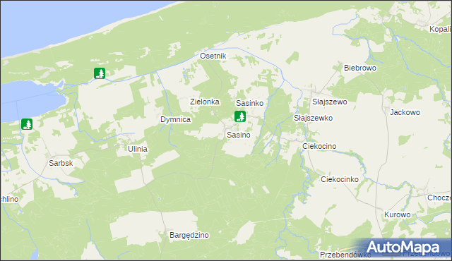 mapa Sasino, Sasino na mapie Targeo