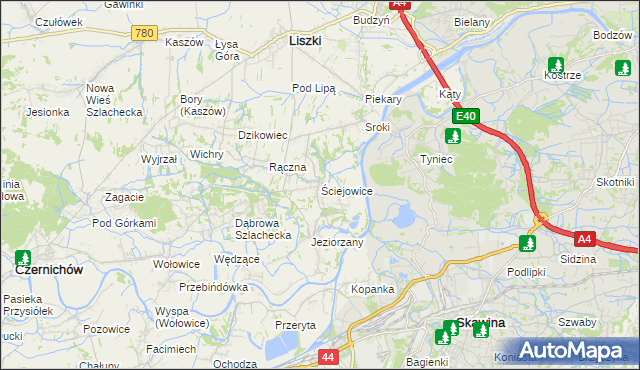 mapa Ściejowice, Ściejowice na mapie Targeo