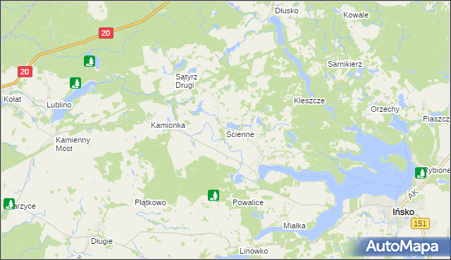 mapa Ścienne, Ścienne na mapie Targeo