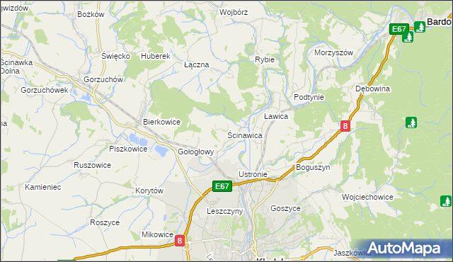 mapa Ścinawica, Ścinawica na mapie Targeo