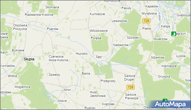 mapa Sęp, Sęp na mapie Targeo