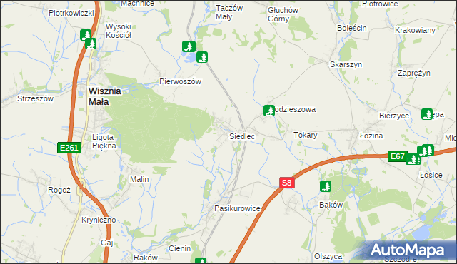 mapa Siedlec gmina Długołęka, Siedlec gmina Długołęka na mapie Targeo