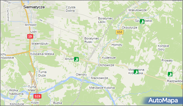 mapa Siemiatycze-Stacja, Siemiatycze-Stacja na mapie Targeo