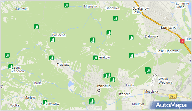 mapa Sieraków gmina Izabelin, Sieraków gmina Izabelin na mapie Targeo