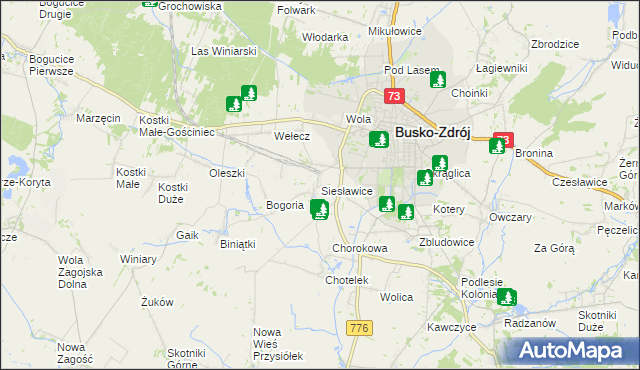 mapa Siesławice, Siesławice na mapie Targeo