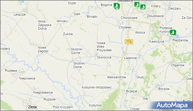mapa Skorocice, Skorocice na mapie Targeo