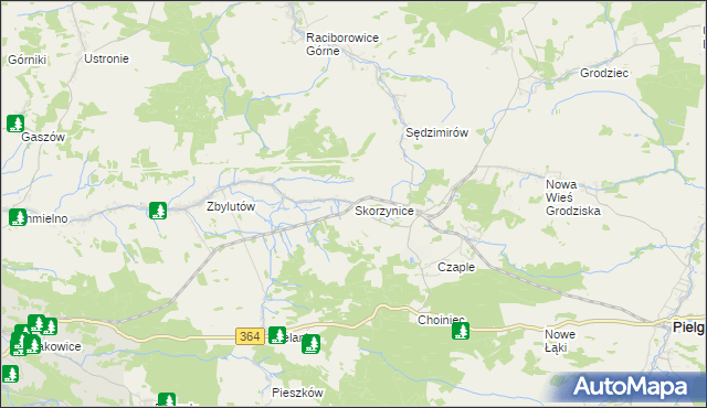 mapa Skorzynice, Skorzynice na mapie Targeo