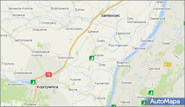 mapa Skotniki gmina Samborzec, Skotniki gmina Samborzec na mapie Targeo