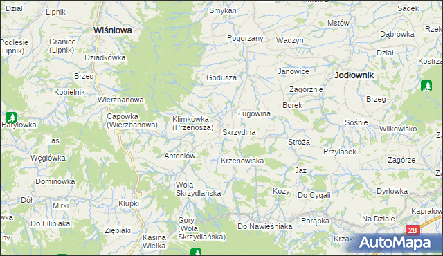 mapa Skrzydlna, Skrzydlna na mapie Targeo