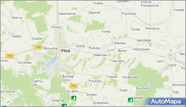 mapa Sławniów, Sławniów na mapie Targeo