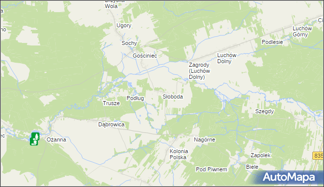 mapa Słoboda gmina Kuryłówka, Słoboda gmina Kuryłówka na mapie Targeo