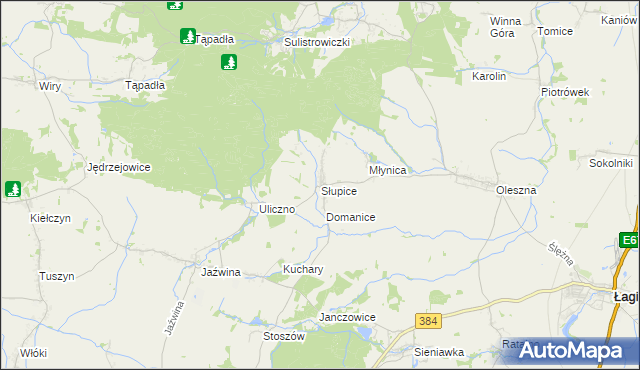 mapa Słupice gmina Łagiewniki, Słupice gmina Łagiewniki na mapie Targeo