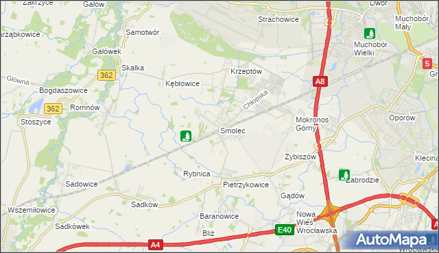 mapa Smolec, Smolec na mapie Targeo