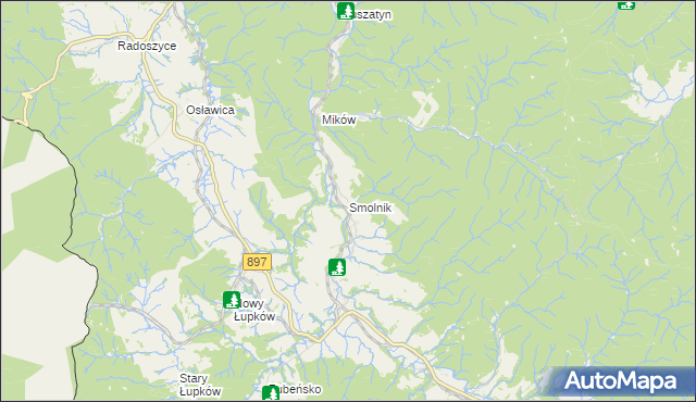 mapa Smolnik gmina Komańcza, Smolnik gmina Komańcza na mapie Targeo