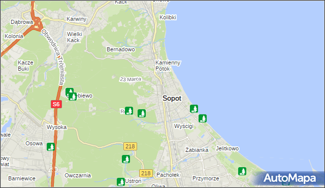 mapa Sopotu, Sopot na mapie Targeo