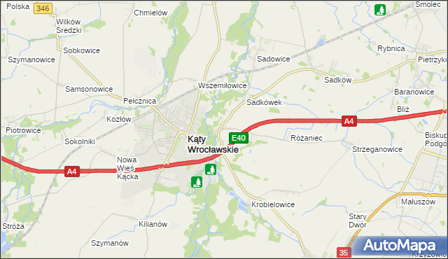 mapa Sośnica gmina Kąty Wrocławskie, Sośnica gmina Kąty Wrocławskie na mapie Targeo
