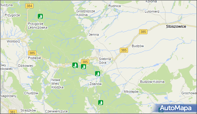 mapa Srebrna Góra gmina Stoszowice, Srebrna Góra gmina Stoszowice na mapie Targeo