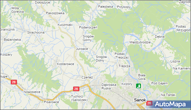 mapa Srogów Dolny, Srogów Dolny na mapie Targeo