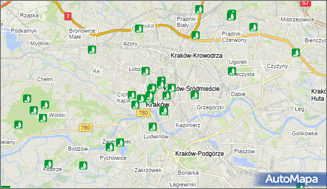 mapa Stare Miasto gmina Kraków, Stare Miasto gmina Kraków na mapie Targeo